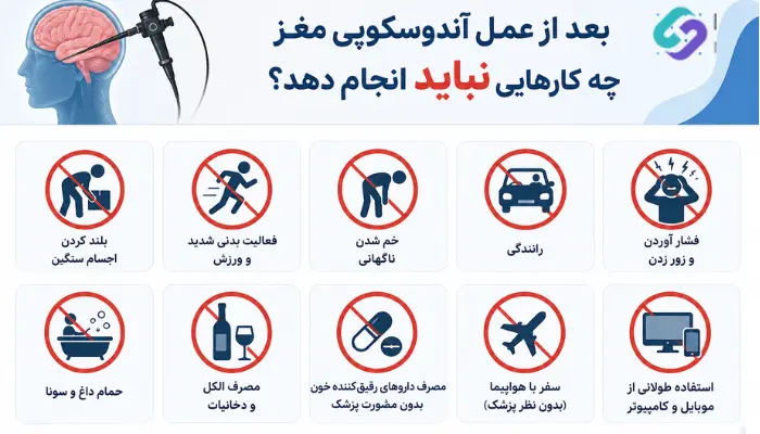 بعد از عمل آندوسکوپی مغز، بیمار چه کارهایی نباید انجام دهد؟